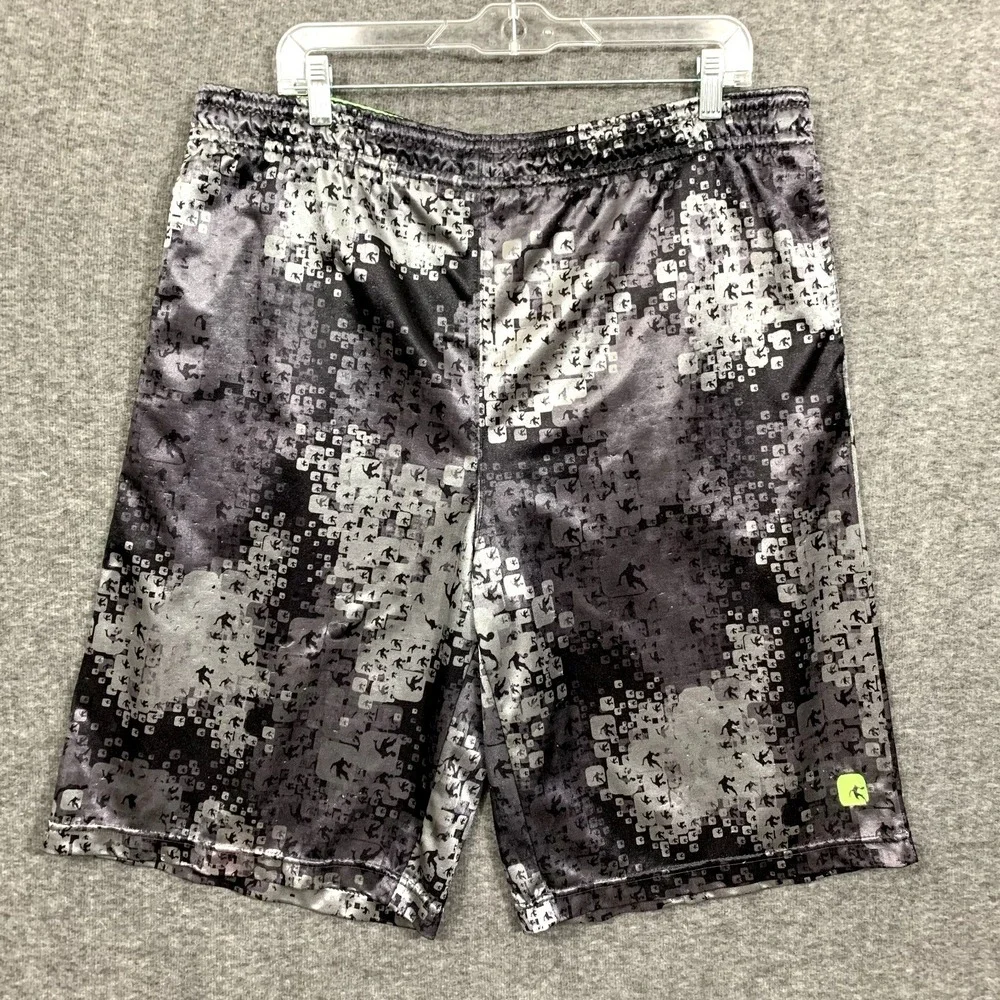Y2K‎ And1 Basketball Shorts Men Fits XL Black Camo Shiny Satin Elastic Baggy 11